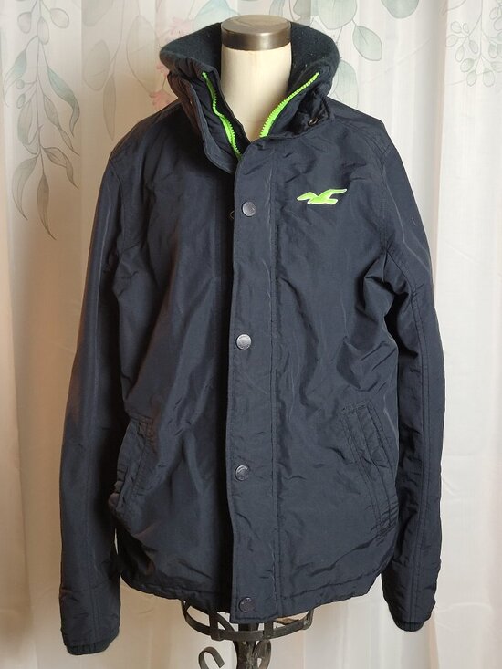 Mens Navy Blue Hollister California Polyester M Medium Coat Jacket - Picture 1 of 8